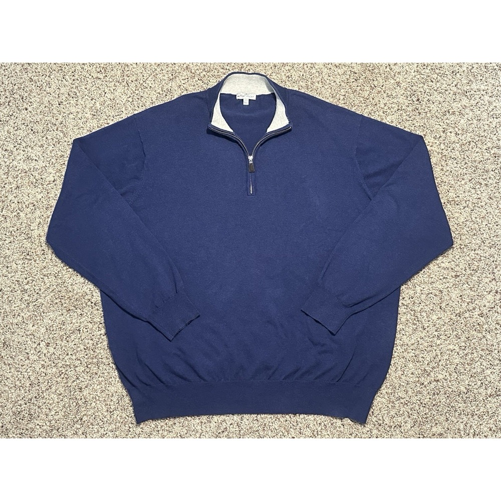 Peter Millar Crown Soft 1/4 Zip Pullover Navy Blue Pima Cotton Silk Cashmere XXL